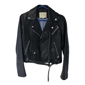 Maje Black Leather Biker Jacket